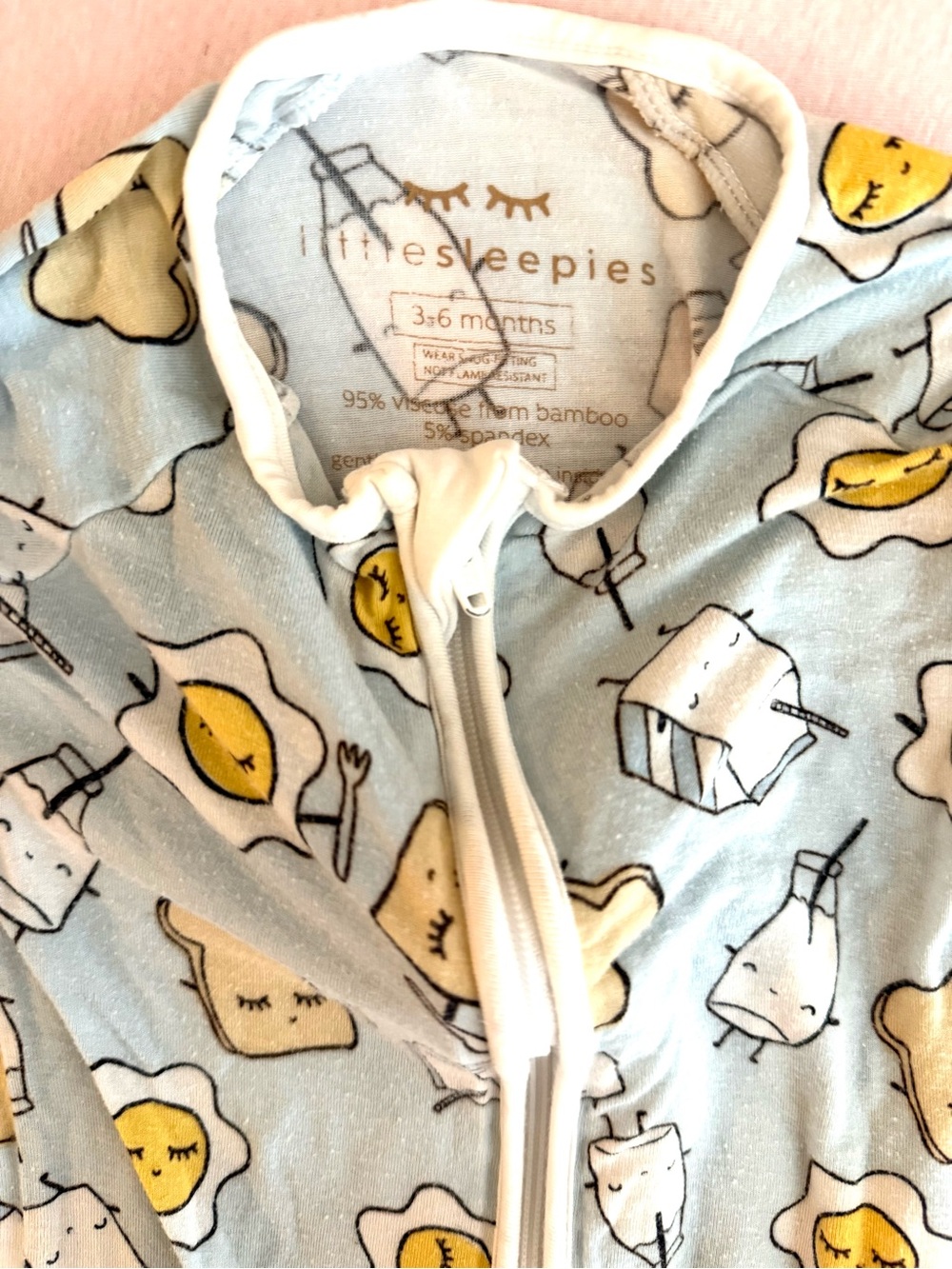 Little Sleepies Blue Breakfast Buddies Footed One-Piece Pajama - bamboo sleeper - Picture 2 of 5